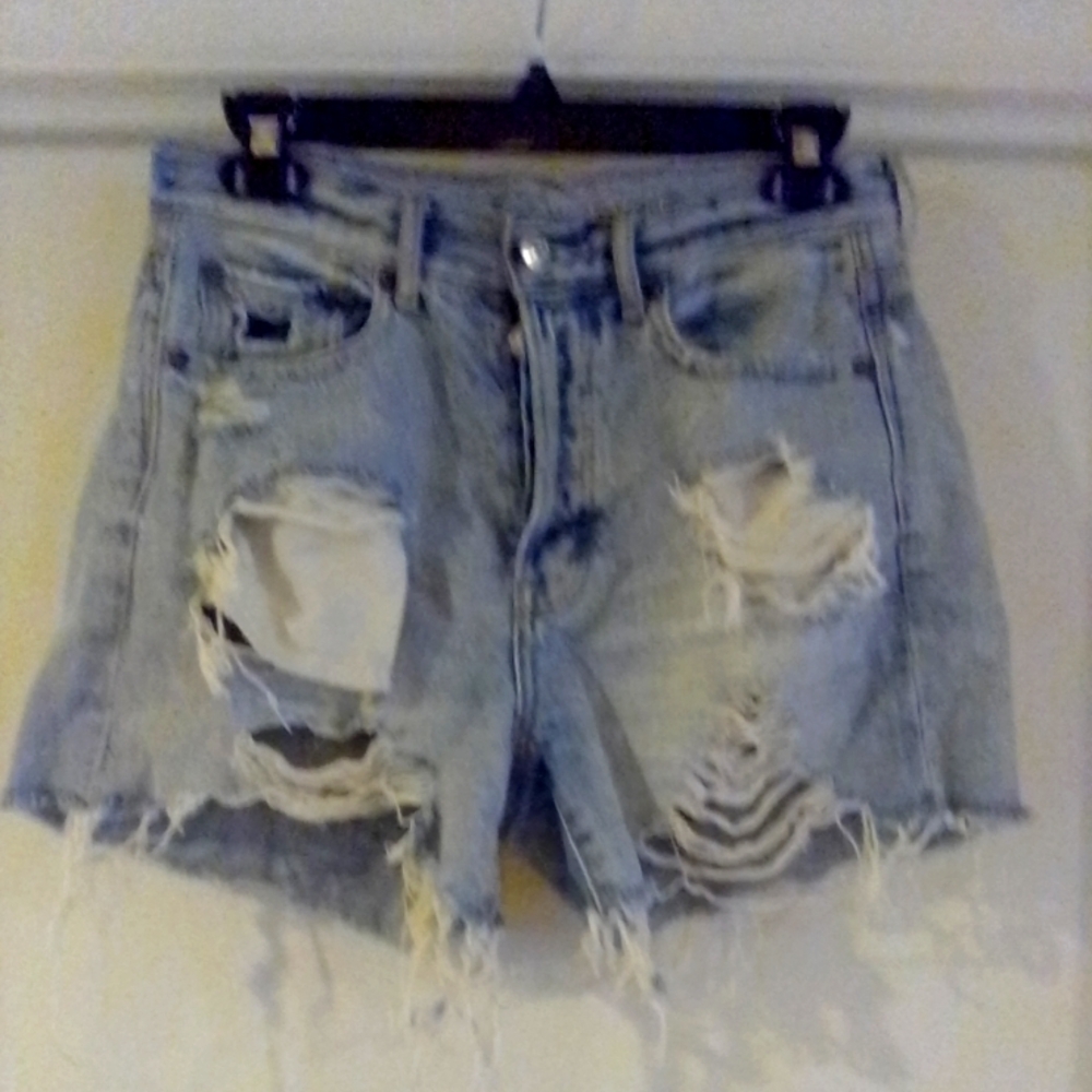 American Eagle Jeans Shorts Size 2 Waist 27 Blue Denim 90s Boyfriend Shorts…